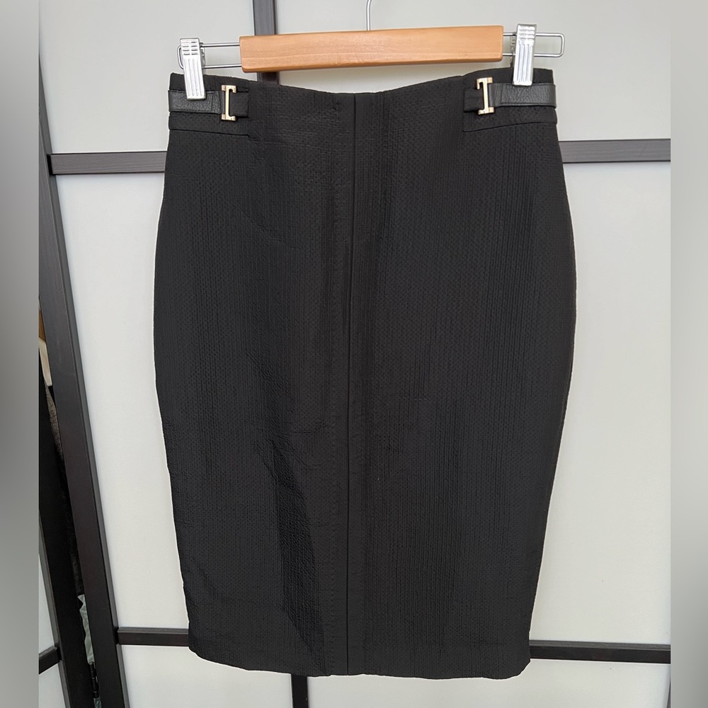 NWT Massimo Dutti Pencil Skirt Black Sheen 4 Small